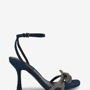 Nine West Denim and Gray Ankle Strap Heels